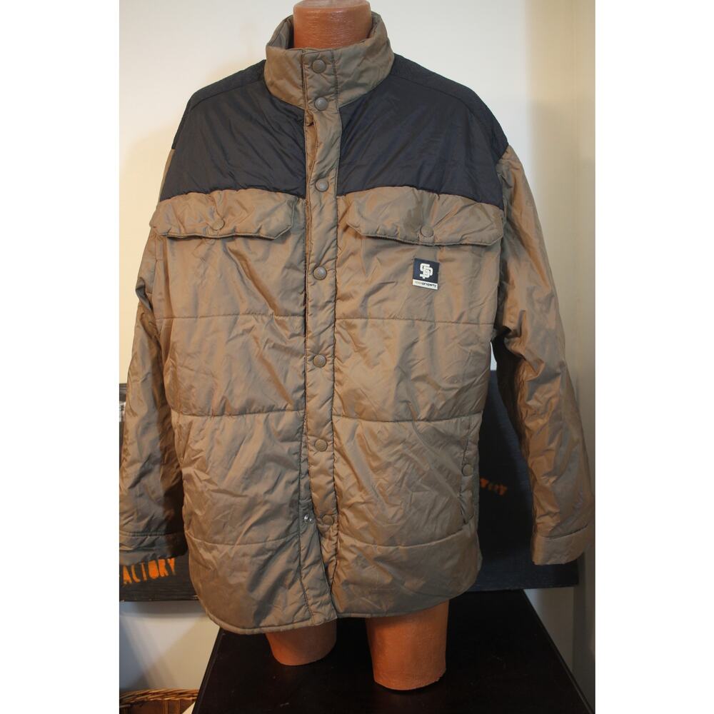 State Property 2XL Puffer Jacket – Two-Tone Brown & Black – Vintage Streetwear